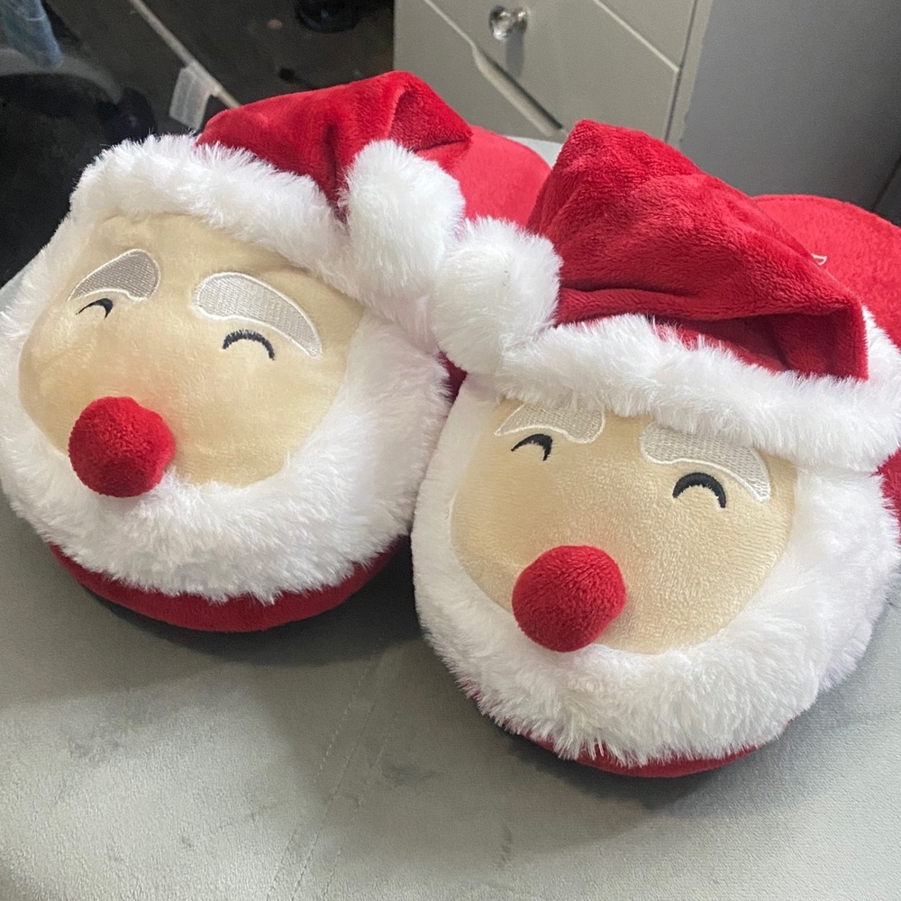 Place Santa Face Kids Slippers - Red and White